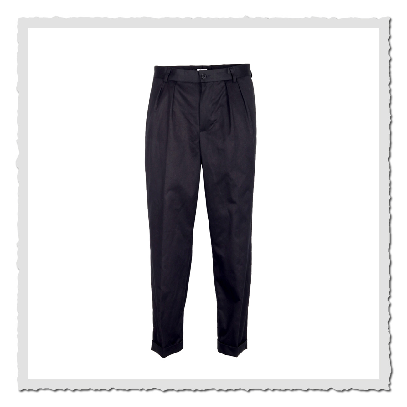 Retronia Chino-Hose Frank – klassische Hochbundhose aus 100% Baumwolle in Schwarz
